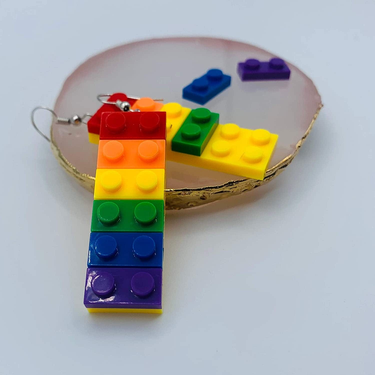 Rainbow Gay Pride Necklace Earrings Bracelet for Men & Women - Unisex Rainbow Jewelry - Plastic Bricks LGBT - Lesbian Gay Bisexual Transgender Jewelry for Men and Women