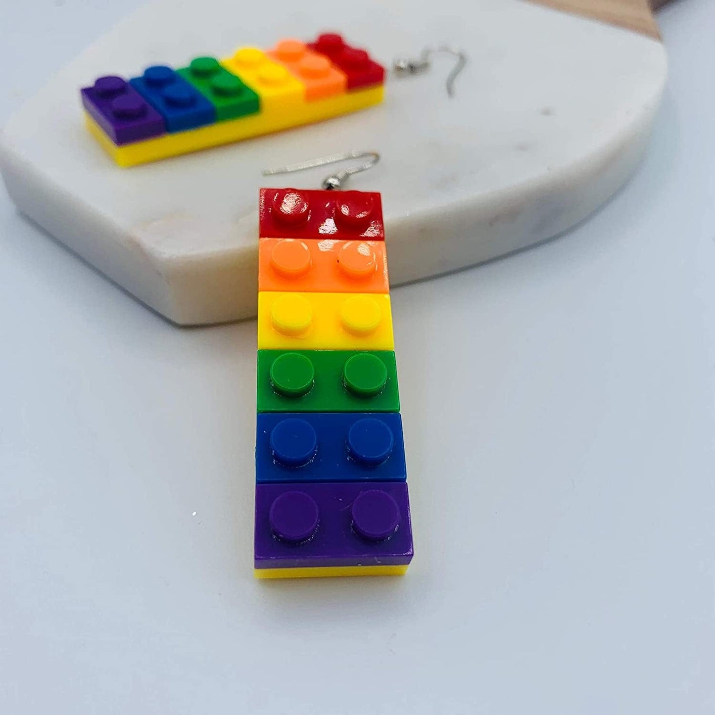 Rainbow Gay Pride Necklace Earrings Bracelet for Men & Women - Unisex Rainbow Jewelry - Plastic Bricks LGBT - Lesbian Gay Bisexual Transgender Jewelry for Men and Women