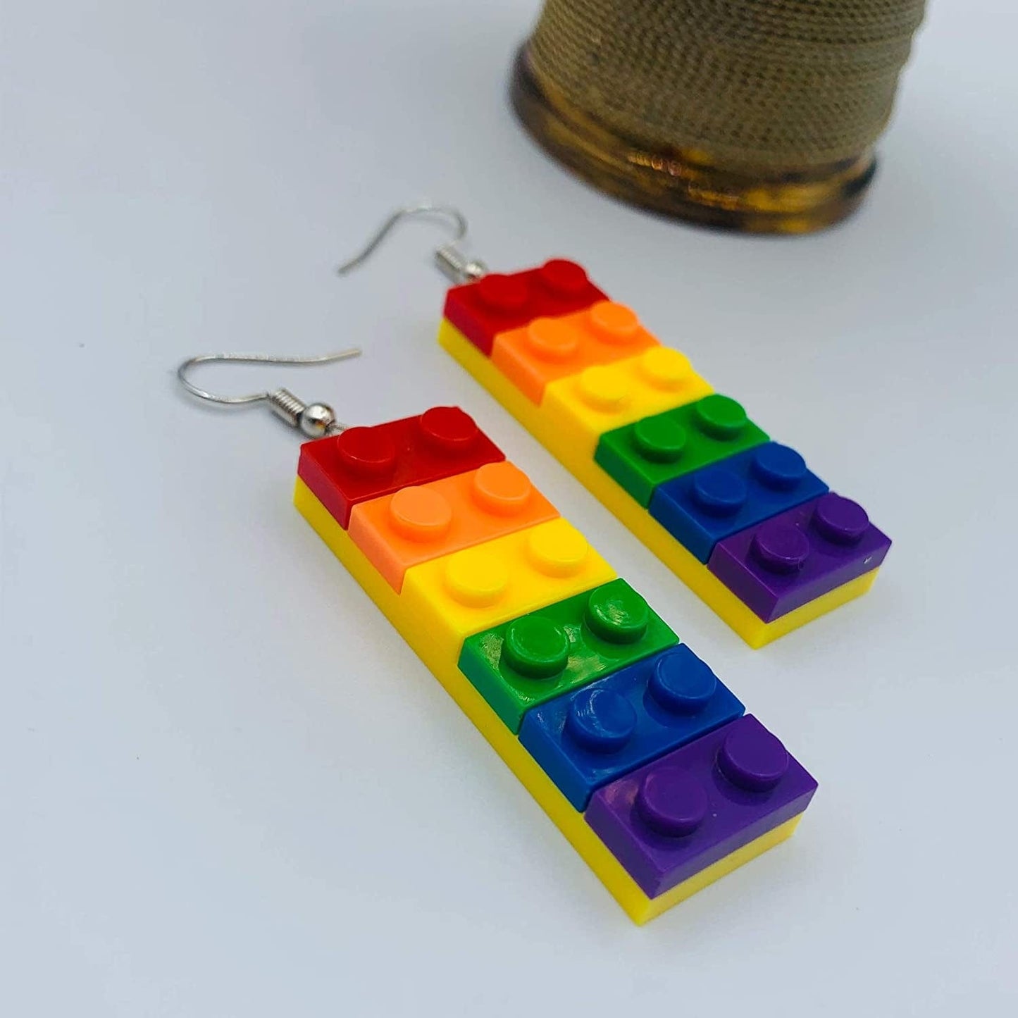 Rainbow Gay Pride Necklace Earrings Bracelet for Men & Women - Unisex Rainbow Jewelry - Plastic Bricks LGBT - Lesbian Gay Bisexual Transgender Jewelry for Men and Women