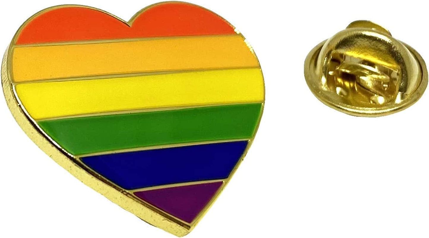 Rainbow Heart Lapel Pin - Gay Pride Brooch - LGBT Lesbian Transgender Queer Bisexual Proud - Decoration for Clothes Bags Hats