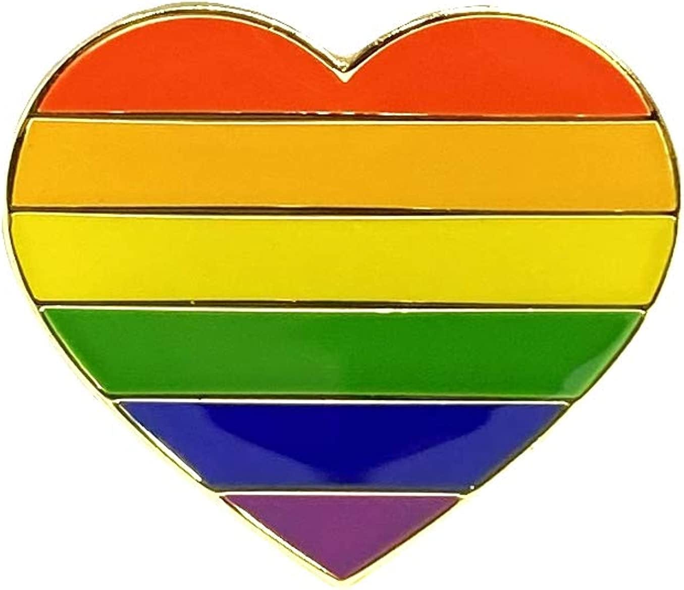 Rainbow Heart Lapel Pin - Gay Pride Brooch - LGBT Lesbian Transgender Queer Bisexual Proud - Decoration for Clothes Bags Hats
