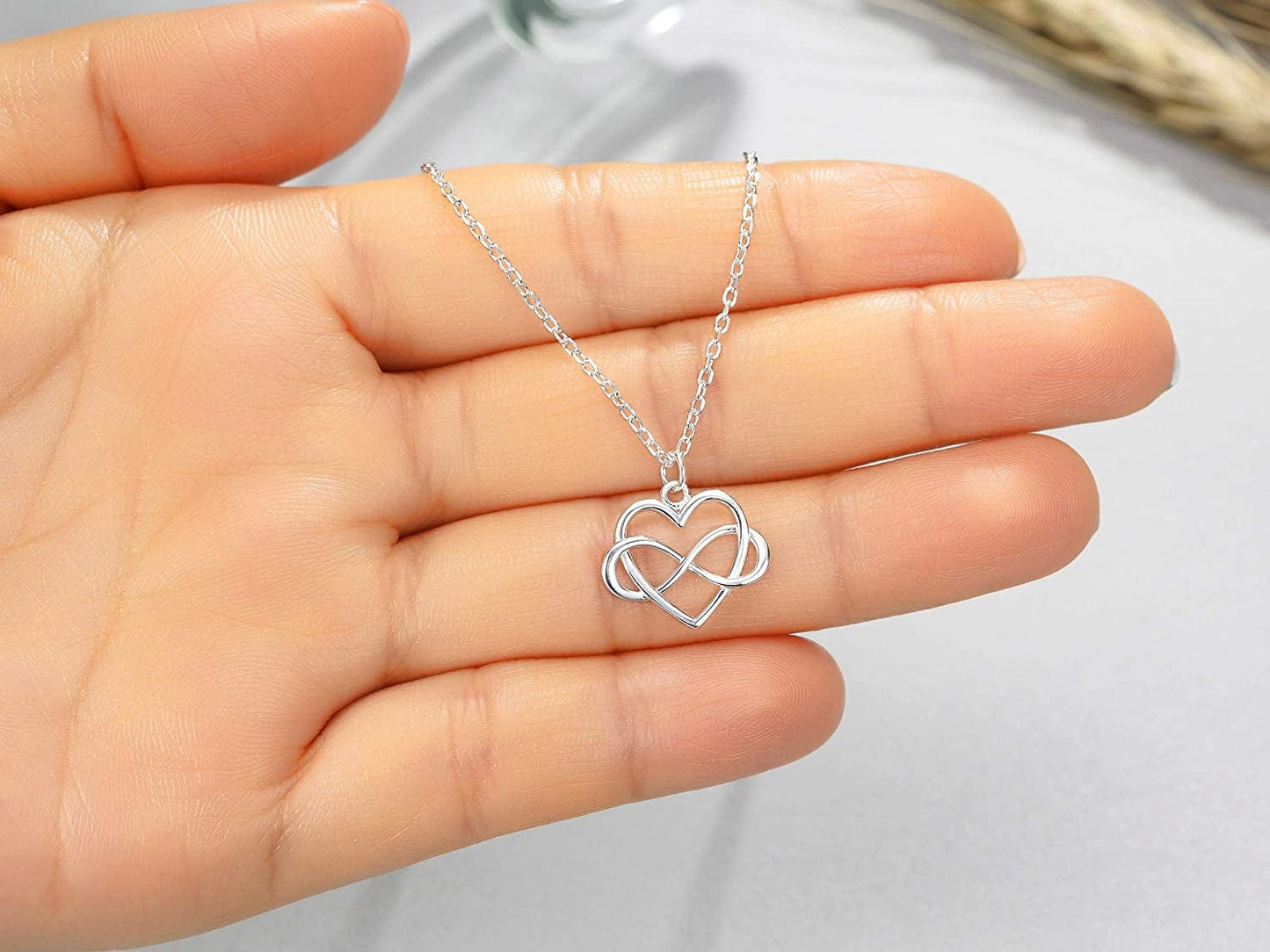 Rarelove Aunt Gifts,Aunt, Gifts for Aunt Gifts from Niece,925 Sterling Silver Tiny Infinity Heart Necklaces for Women,Aunt Niece Necklace