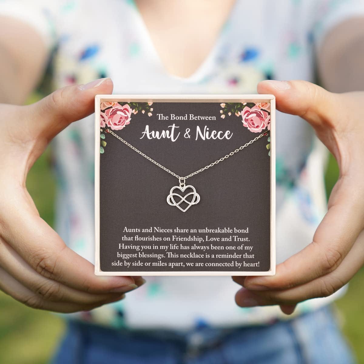 Rarelove Aunt Gifts,Aunt, Gifts for Aunt Gifts from Niece,925 Sterling Silver Tiny Infinity Heart Necklaces for Women,Aunt Niece Necklace