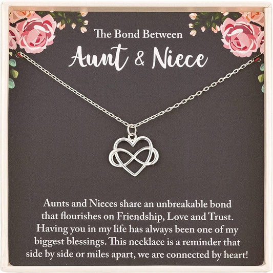 Rarelove Aunt Gifts,Aunt, Gifts for Aunt Gifts from Niece,925 Sterling Silver Tiny Infinity Heart Necklaces for Women,Aunt Niece Necklace
