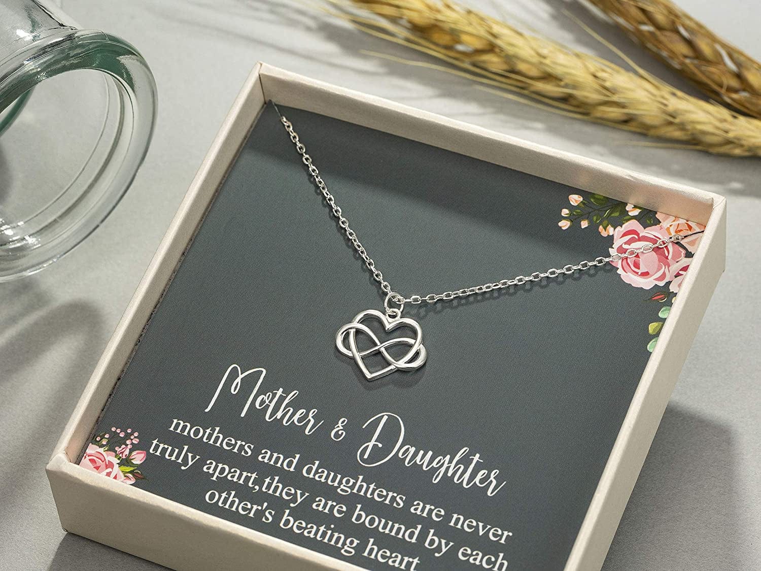 Rarelove Gifts for Mom,925 Sterling Silver Tiny Infinity Heart Necklaces for Mother & Daughter,Mom Necklace from Daughter,Mom Gifts for Mothers Day,Best Birthday Gift Ideas