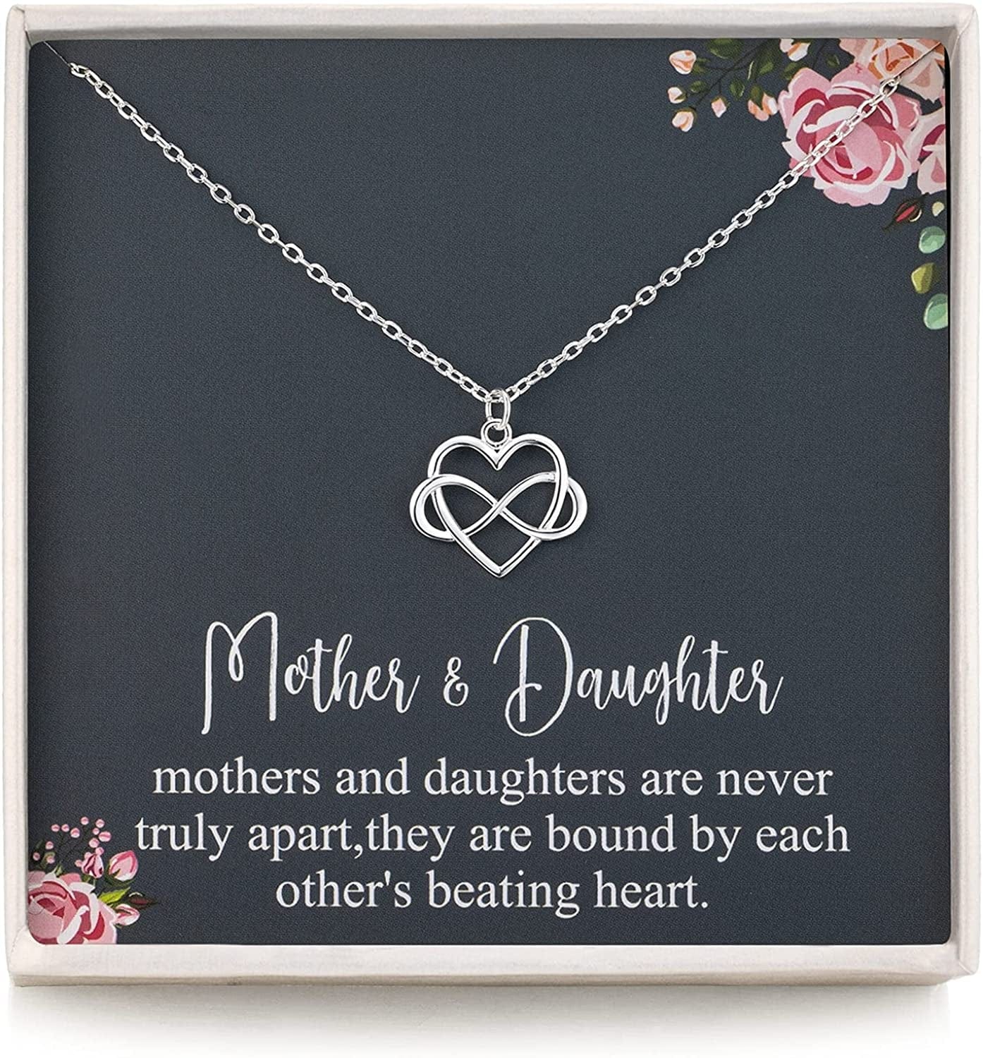 Rarelove Gifts for Mom,925 Sterling Silver Tiny Infinity Heart Necklaces for Mother & Daughter,Mom Necklace from Daughter,Mom Gifts for Mothers Day,Best Birthday Gift Ideas
