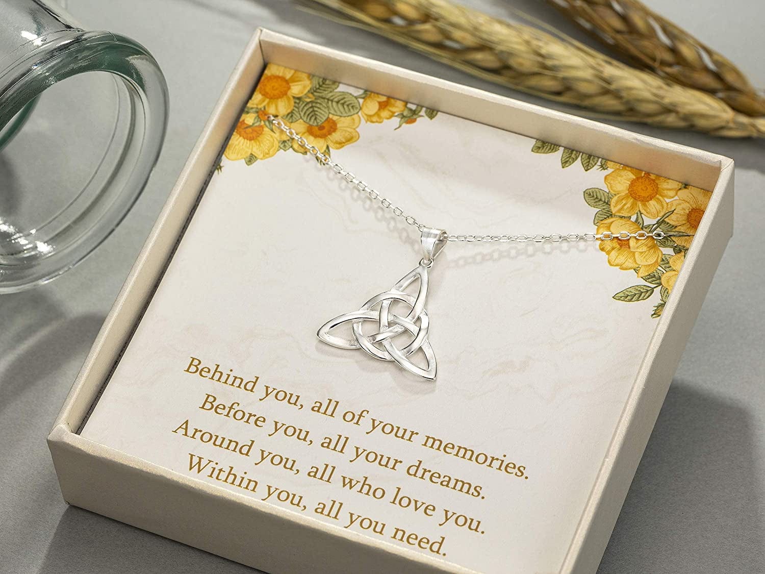 Rarelove Graduation Gifts for Her 2022,College High School Graduation Necklace 925 Sterling Silver Good Luck Irish Celtic Knot Triangle Circle Pendant Necklace Birthday Gift for Women Girls