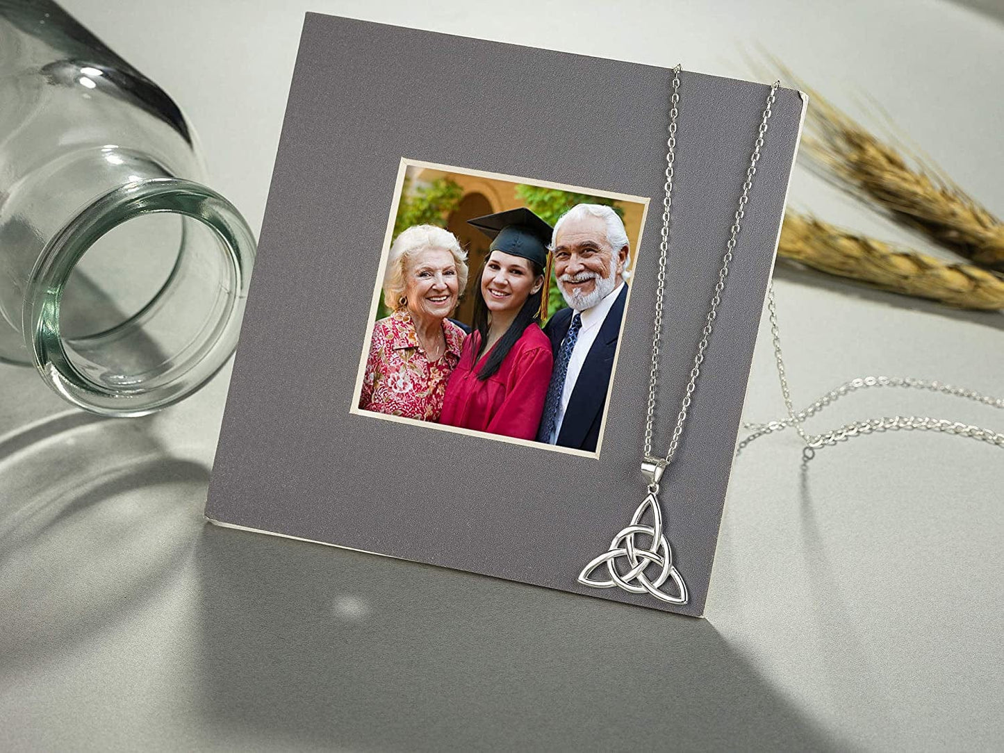 Rarelove Graduation Gifts for Her 2022,College High School Graduation Necklace 925 Sterling Silver Good Luck Irish Celtic Knot Triangle Circle Pendant Necklace Birthday Gift for Women Girls