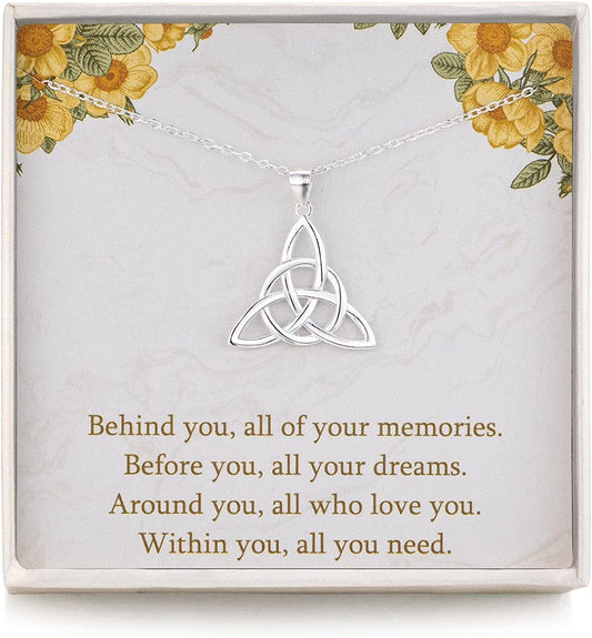 Rarelove Graduation Gifts for Her 2022,College High School Graduation Necklace 925 Sterling Silver Good Luck Irish Celtic Knot Triangle Circle Pendant Necklace Birthday Gift for Women Girls