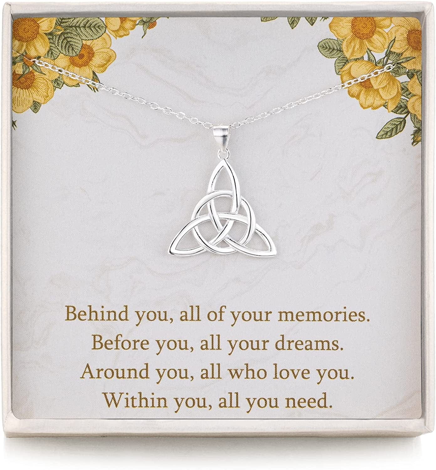 Rarelove Graduation Gifts for Her 2022,College High School Graduation Necklace 925 Sterling Silver Good Luck Irish Celtic Knot Triangle Circle Pendant Necklace Birthday Gift for Women Girls