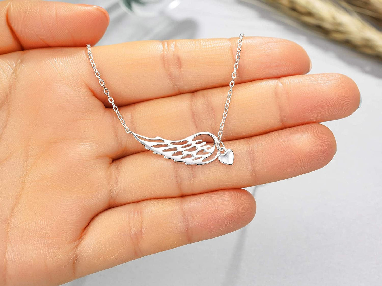 Rarelove Sympathy Gifts for Loss of Father,Bereavement Condolence Gifts,Remembrance Gifts,925 Sterling Silver Angel Wing Heart Pendant Necklace,Sorry for Your Loss Gift Memorial Gifts
