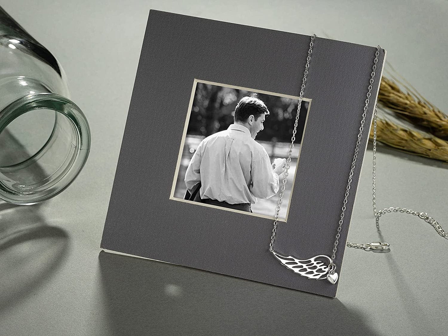 Rarelove Sympathy Gifts for Loss of Father,Bereavement Condolence Gifts,Remembrance Gifts,925 Sterling Silver Angel Wing Heart Pendant Necklace,Sorry for Your Loss Gift Memorial Gifts