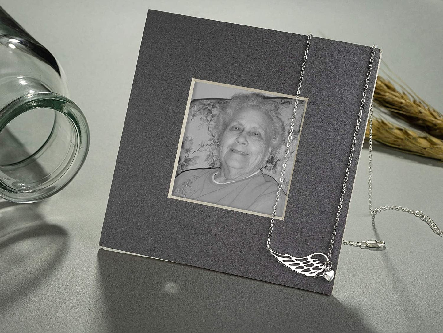 Rarelove Sympathy Gifts for Loss of Mother,Bereavement Condolence Gifts,Remembrance Gifts,925 Sterling Silver Angel Wing Heart Pendant Necklace,Sorry for Your Loss Gift Memorial Gifts