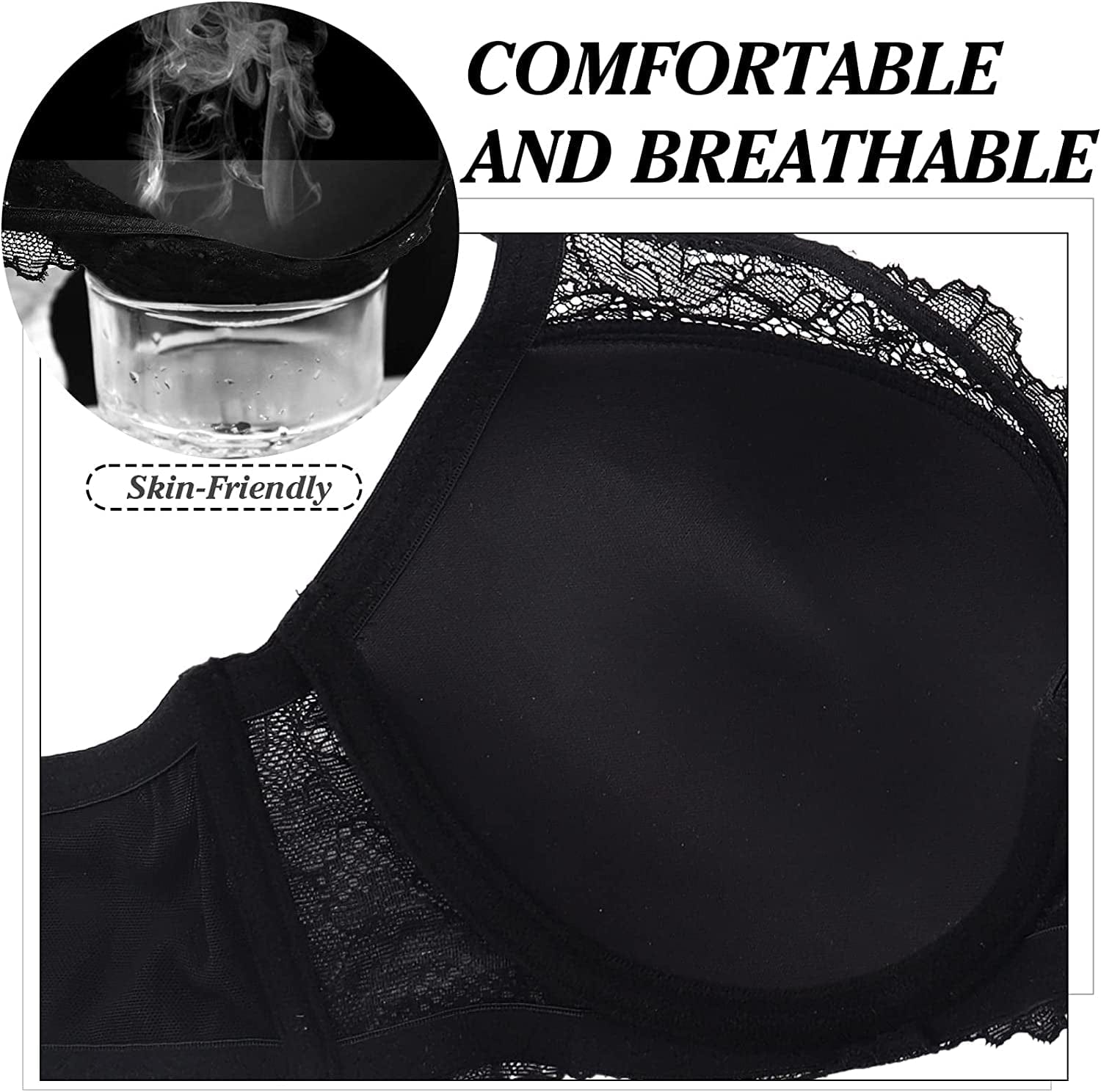 Rasback Women'S Sexy Lace Push up Bra with Padded Add One Cup Underwire Balconette Bra plus Size Low Cut Bra