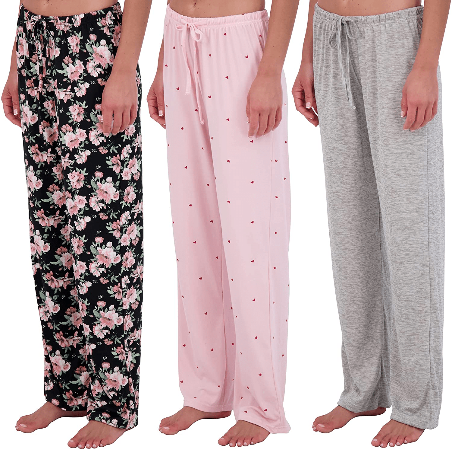 Real Essentials 3 Pack: Women’s Ultra-Soft Fleece Comfy Stretch Pajama Lounge Pants Elegant Sleepwear Apparel & Accessories > Clothing > Sleepwear & Loungewear > Pajamas Real Essentials Soft Knit Set E Small