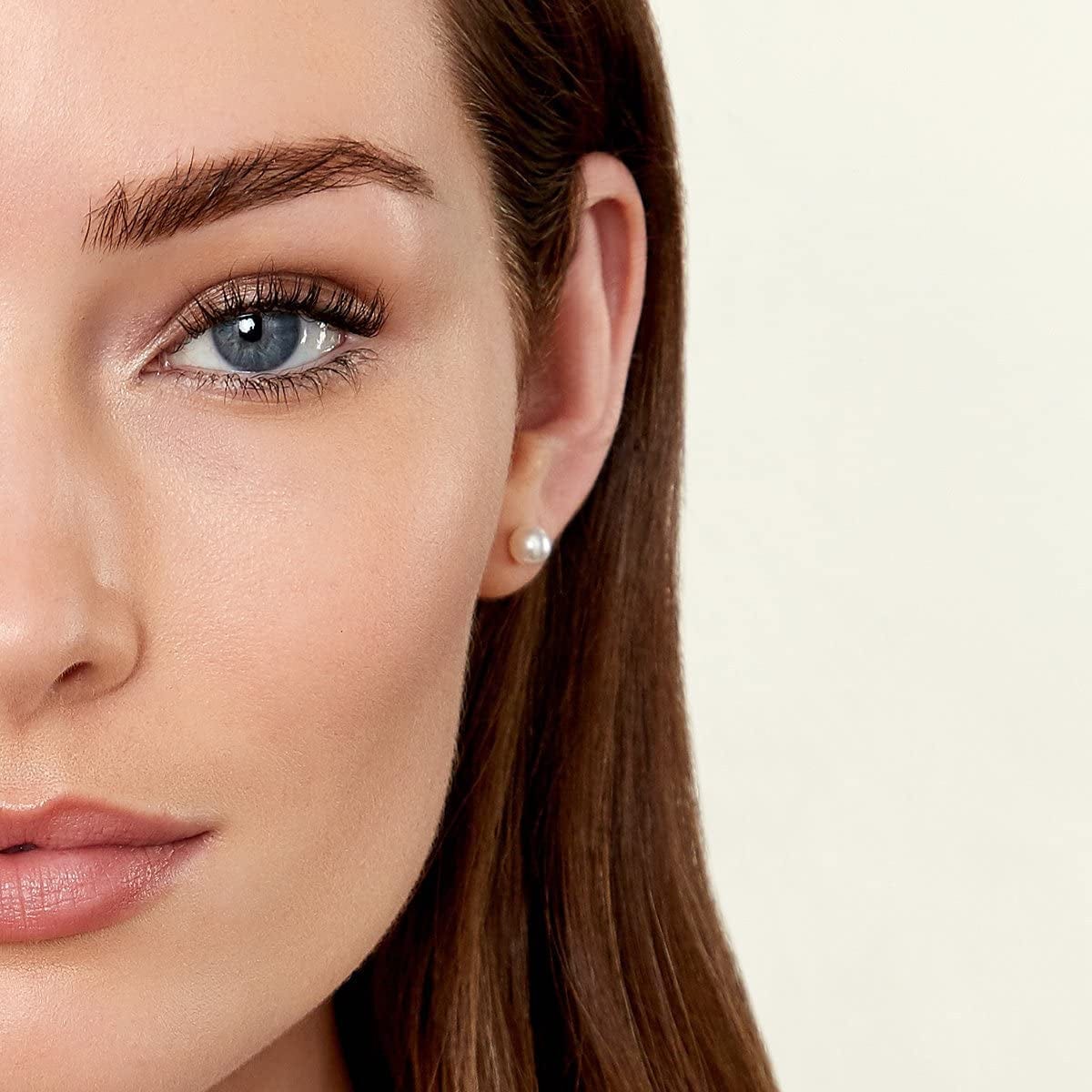 Real Pearl Earrings for Women with round White Freshwater Genuine Cultured Pearls, Hypoallergenic 14K Solid Gold Stud Earrings - the PEARL SOURCE