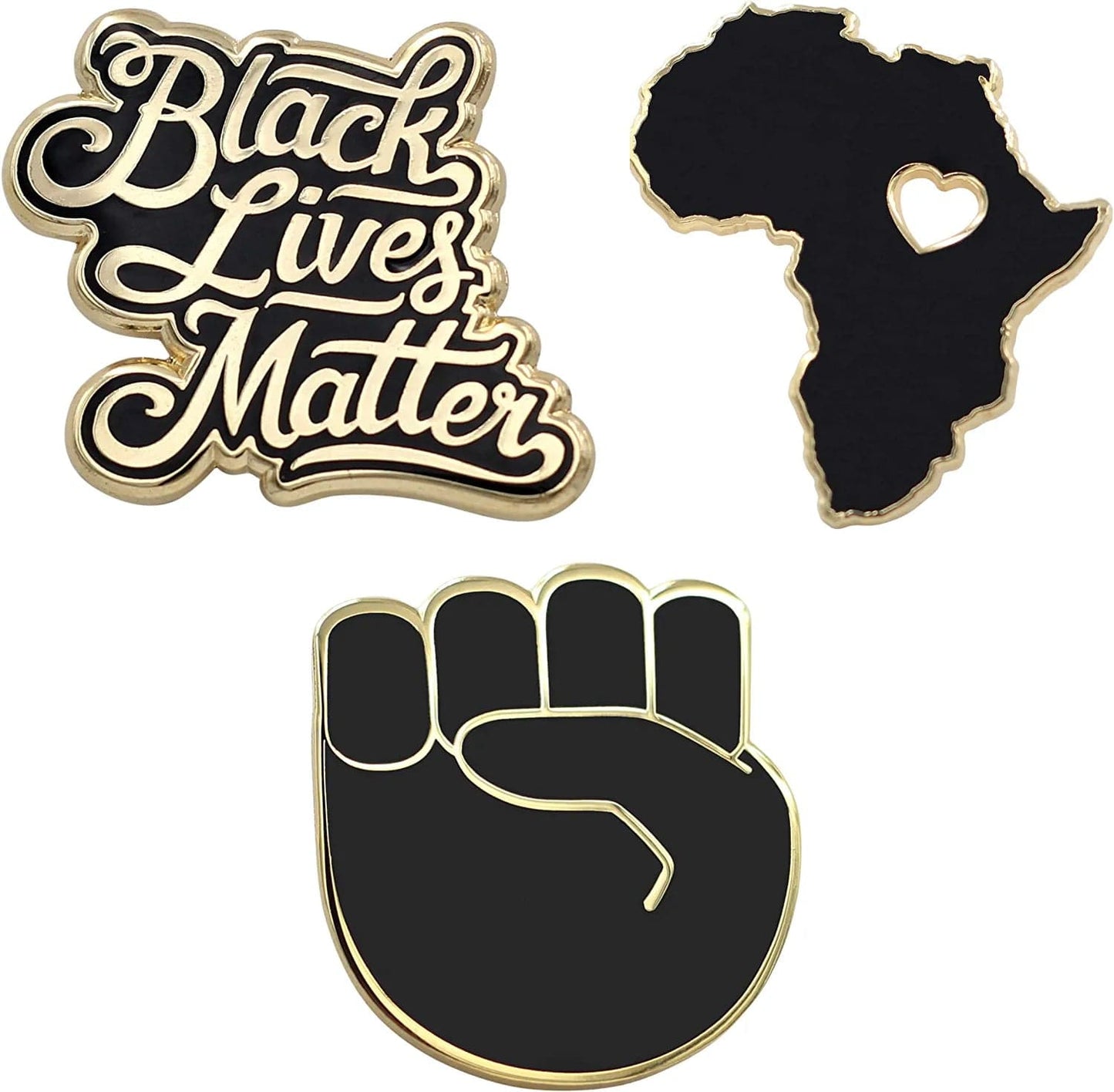 REAL SIC Africa Pin - Wakanda Forever, BLM, & Black Panther Enamel Pin BLM Pin 3 Pack