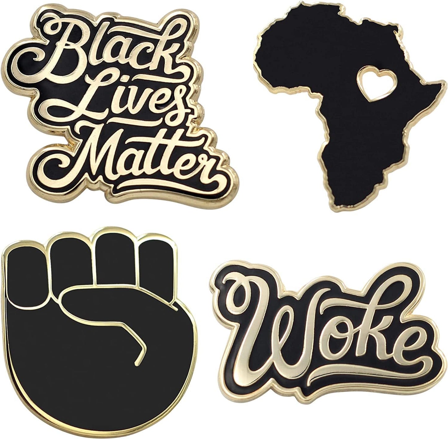 REAL SIC Africa Pin - Wakanda Forever, BLM, & Black Panther Enamel Pin Blm Pin 4 Pack
