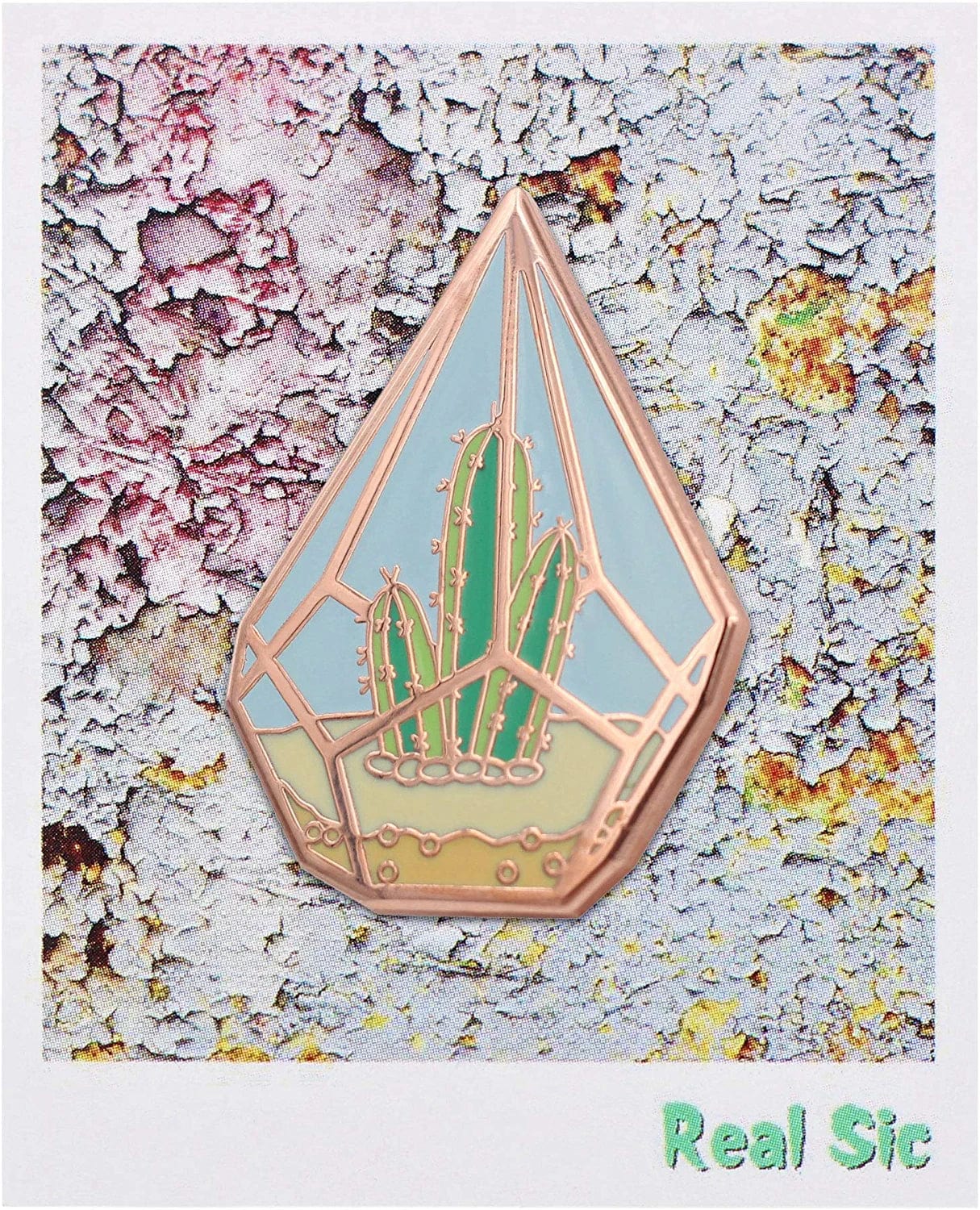REAL SIC Cactus Enamel Pin - Cute Cactus in Geometric Terrarium Lapel Pin - a Succulent Garden for Backpacks, Jackets, Hats & Tops