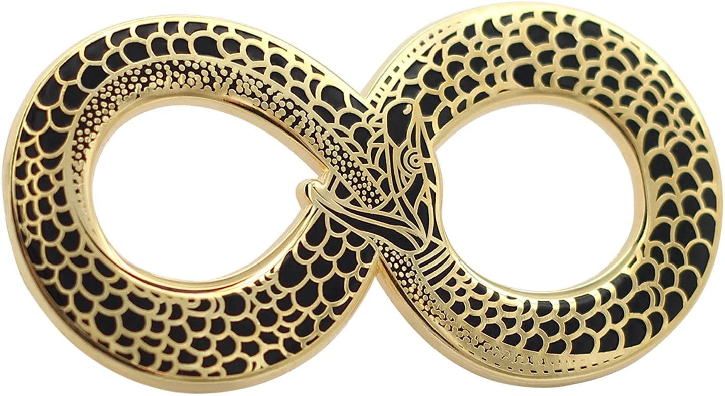 REAL SIC Ouroboros Enamel Pin - Gold Snake Pin - Halloween/Occult/Witch/Alchemy/Tarot Lapel Pin for Jackets, Backpacks, Bags, Hats & Tops Black