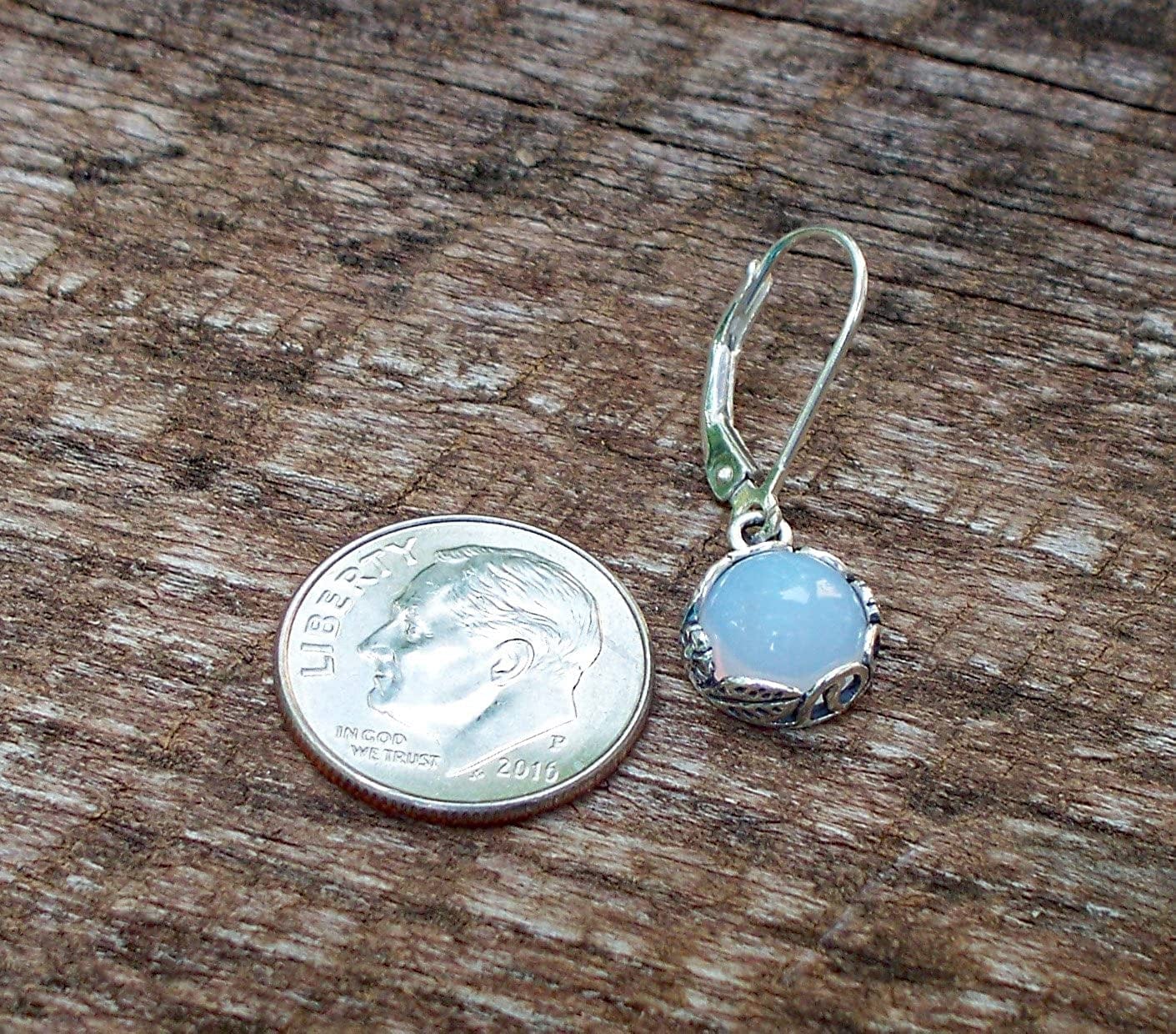 Recycled Vintage White 1960'S Cold Cream Bottle Sterling Silver Botanical Leverback Earrings