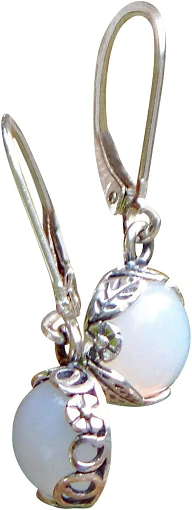 Recycled Vintage White 1960'S Cold Cream Bottle Sterling Silver Botanical Leverback Earrings