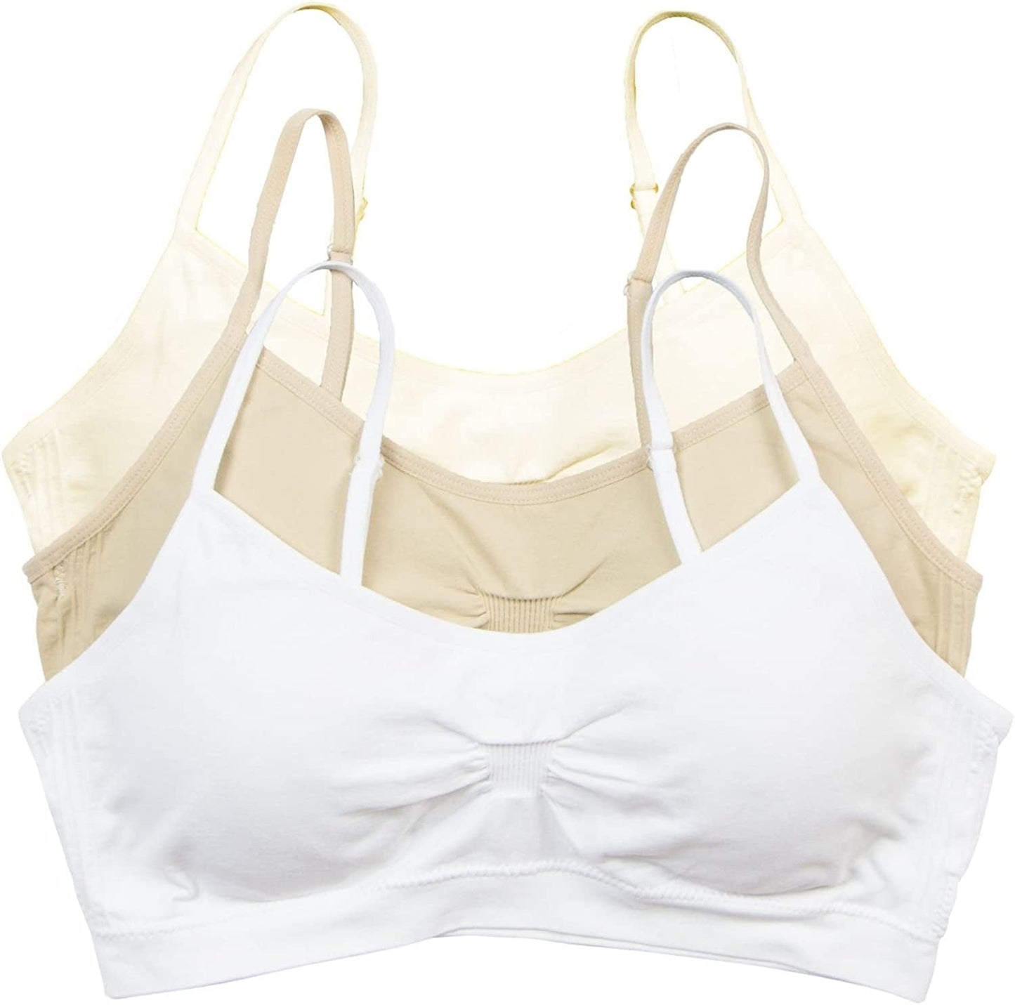 Red Bene Women'S Seamless Padded Wirefree Comfort Bra Bralette Nude-ivory-white / Medium