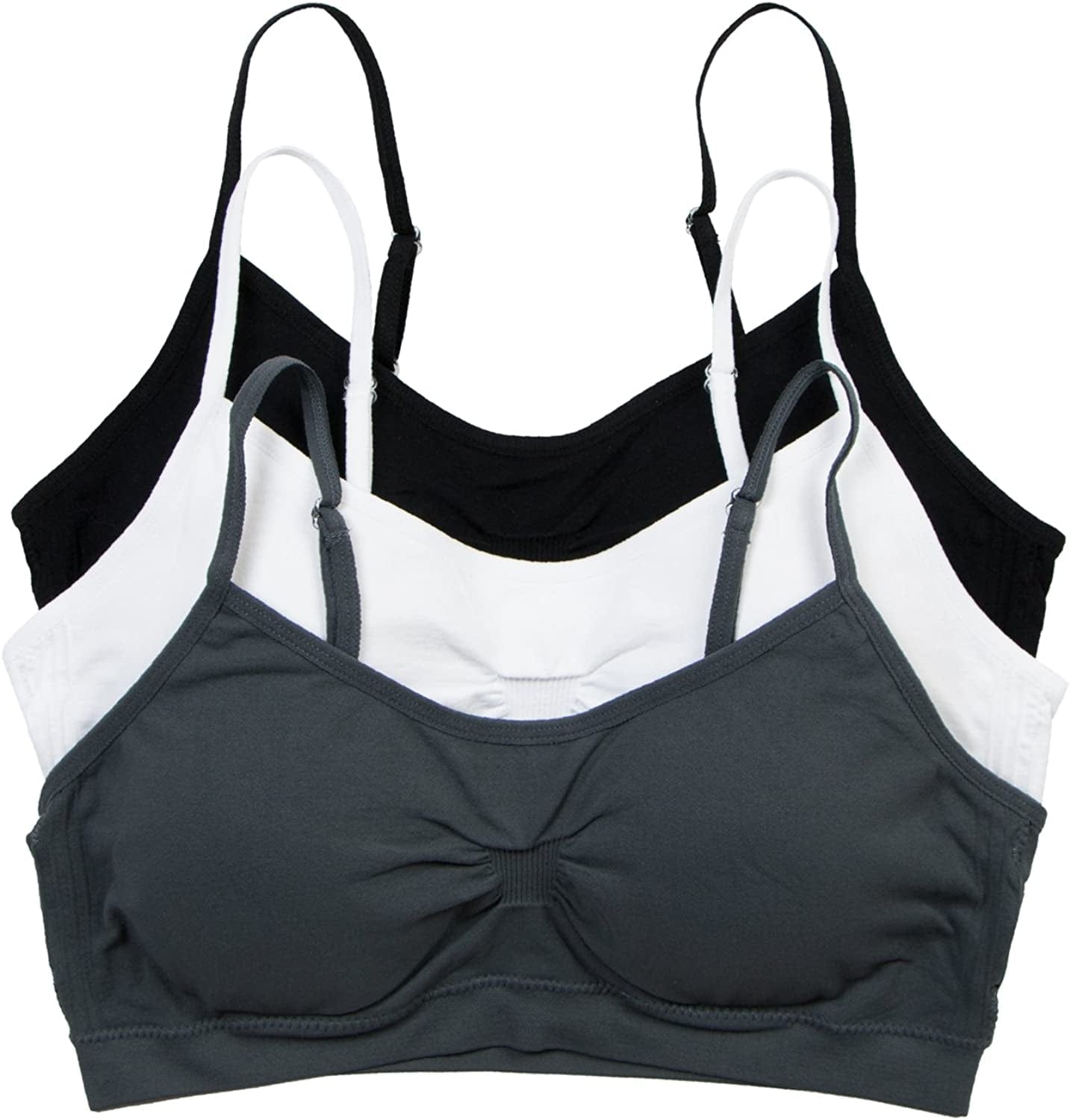 Red Bene Women'S Seamless Padded Wirefree Comfort Bra Bralette Black-white-grey / Medium