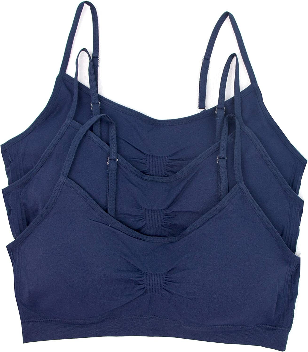 Red Bene Women'S Seamless Padded Wirefree Comfort Bra Bralette 3 Pack - Navy / Medium