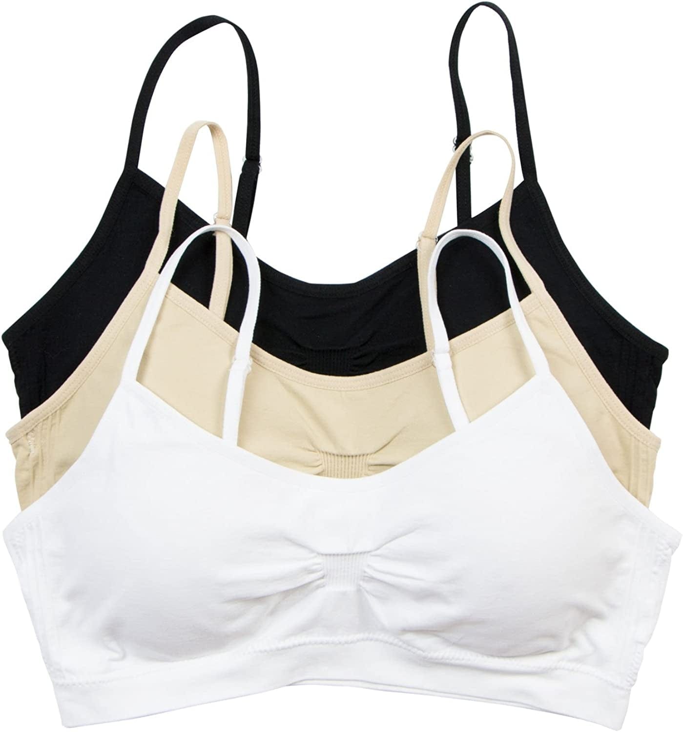 Red Bene Women'S Seamless Padded Wirefree Comfort Bra Bralette Black-white-nude / Medium