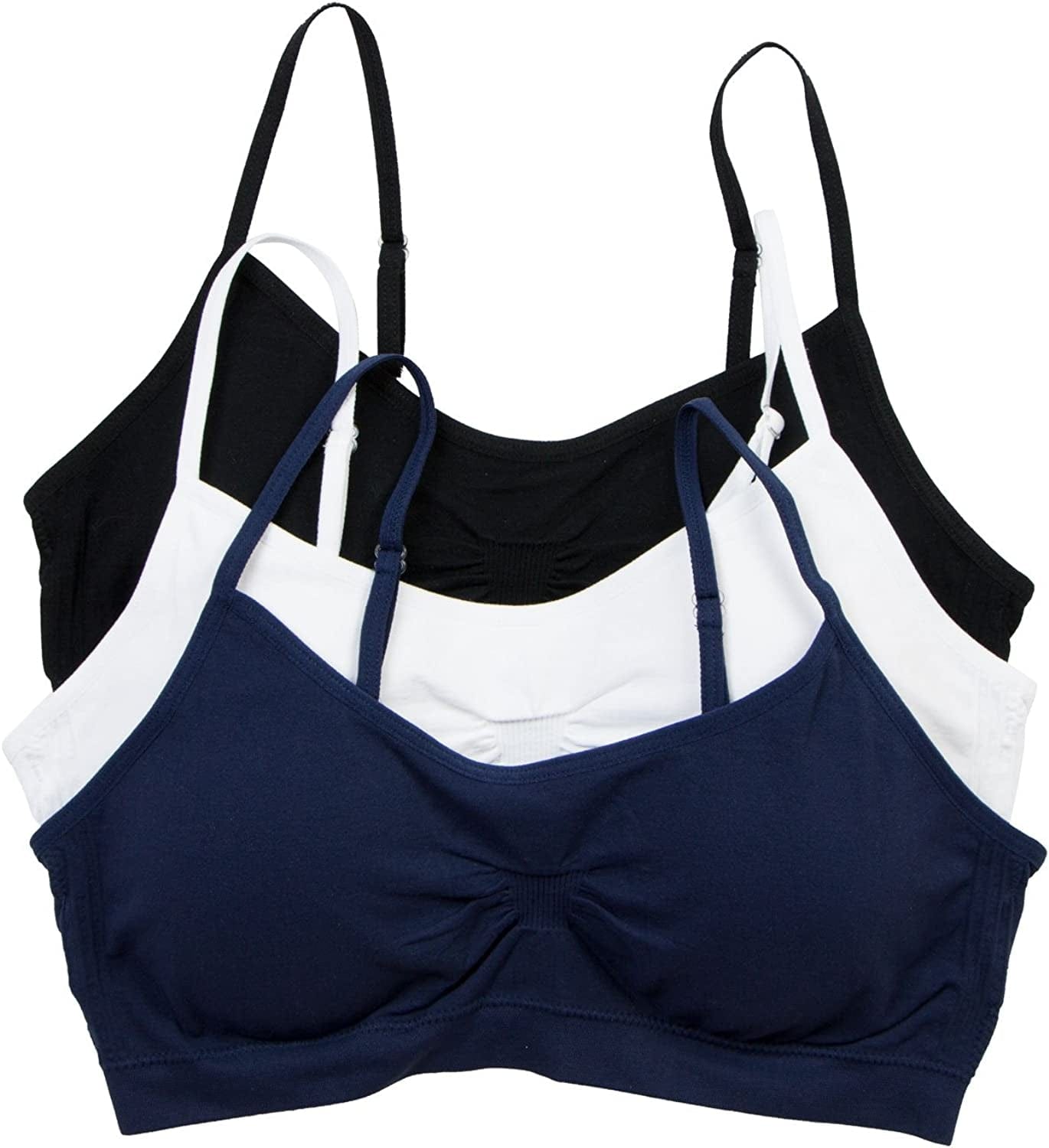 Red Bene Women'S Seamless Padded Wirefree Comfort Bra Bralette Black-white-navy / Medium