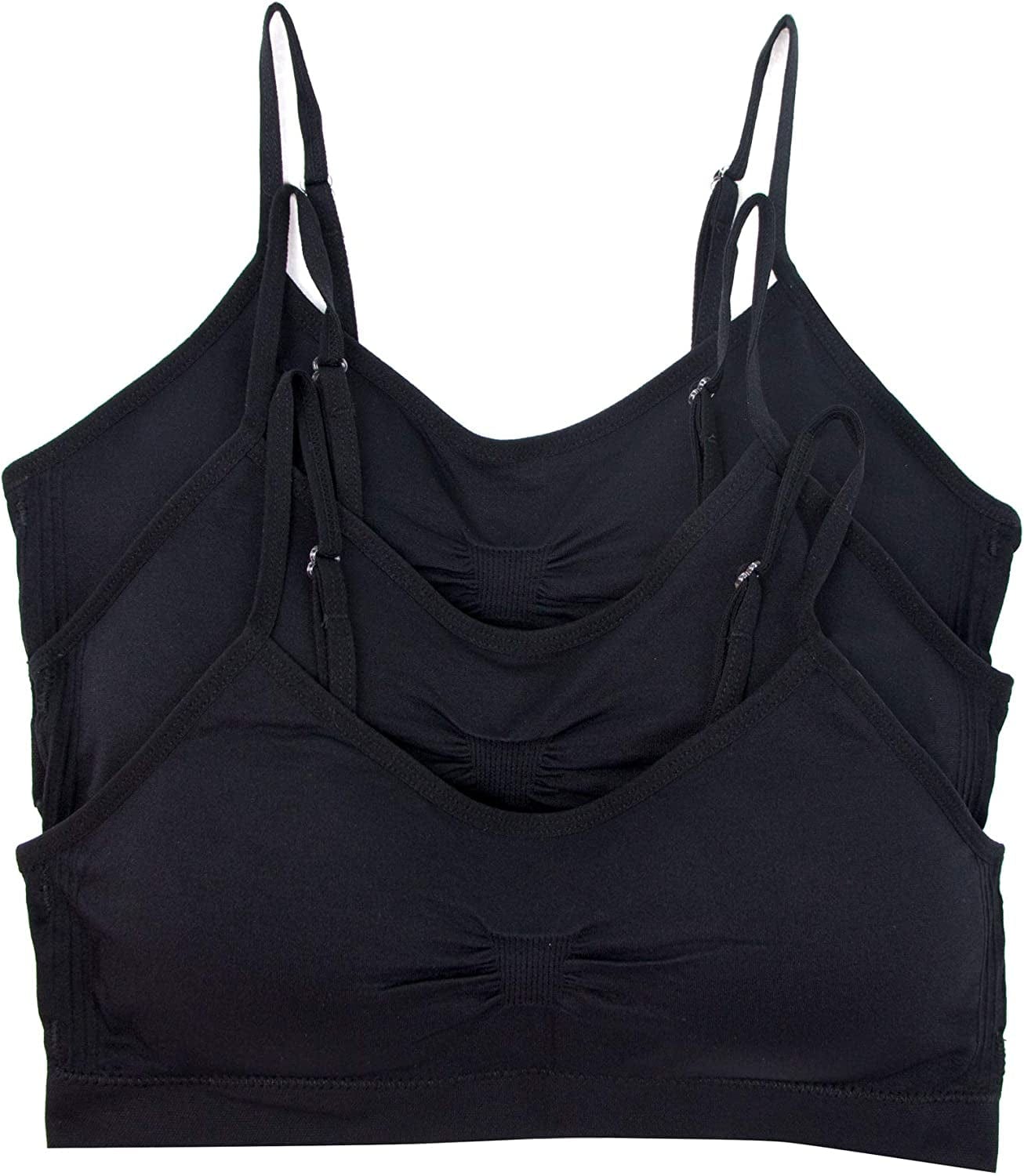Red Bene Women'S Seamless Padded Wirefree Comfort Bra Bralette 3 Pack - Black / Medium