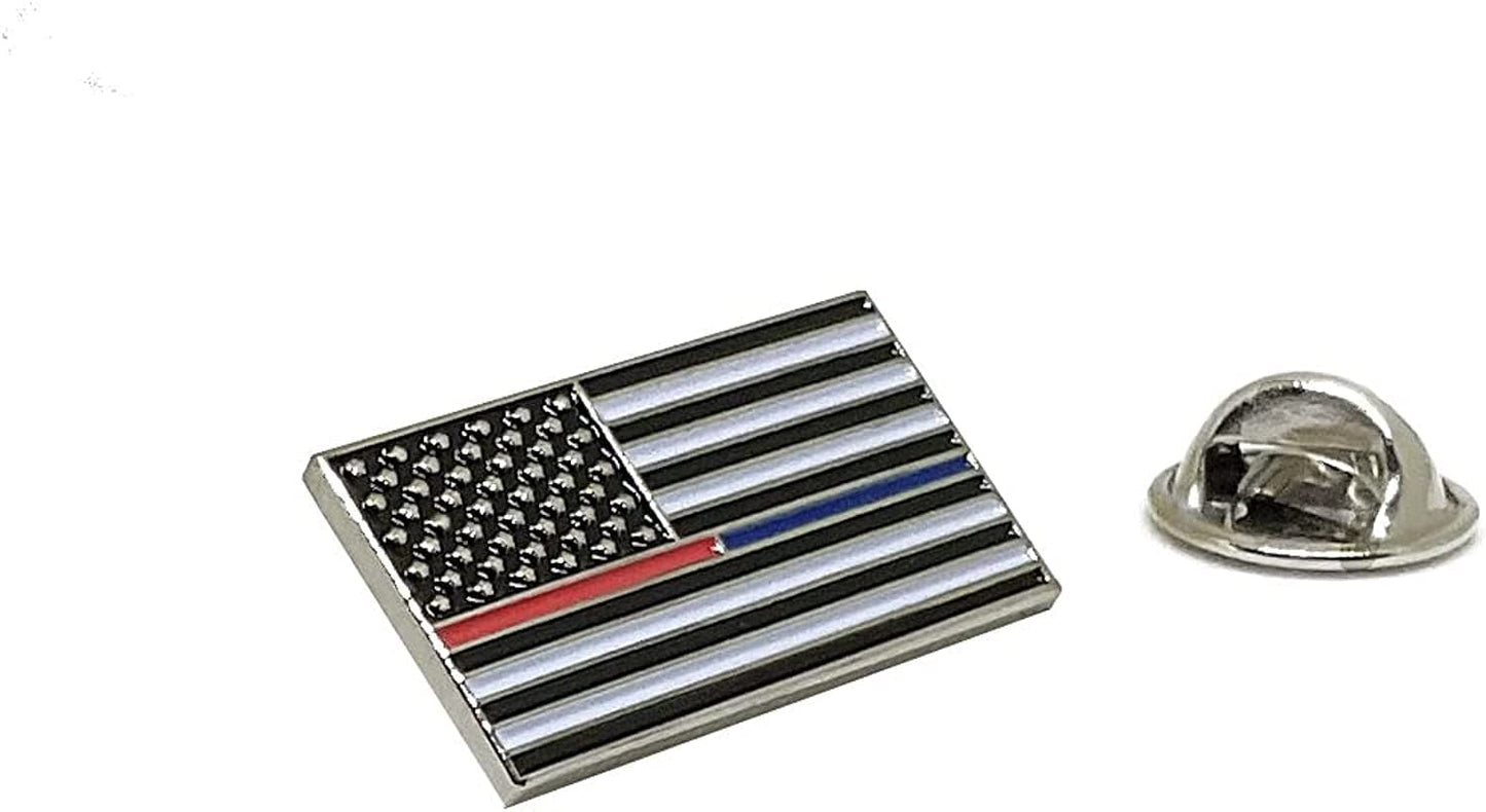 Red Blue Thin Line - USA Patriotic American Standard Official - Police Firefighter Lapel Pin