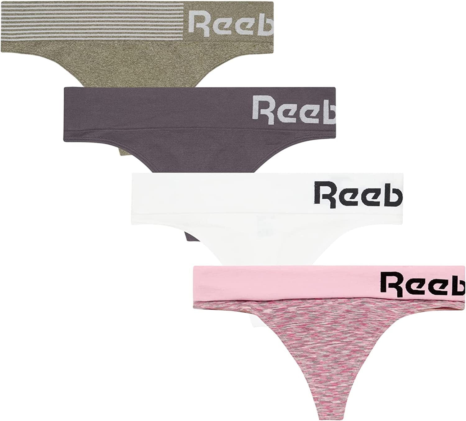 Reebok Women'S Underwear - Seamless Thong (4 Pack) Pink Space-dye/Green/White/Charcoal / X-Large