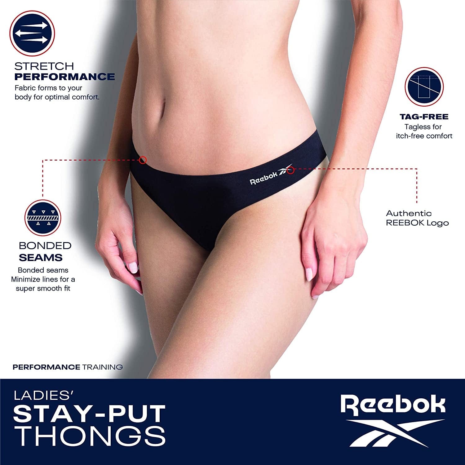 Reebok Women'S Underwear - Seamless Thong (4 Pack)