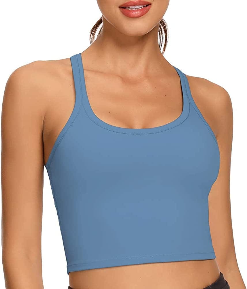 REKITA Workout Crop Tops for Women Athletic Tank Tops with Built in Bra Supportive Sports Bra