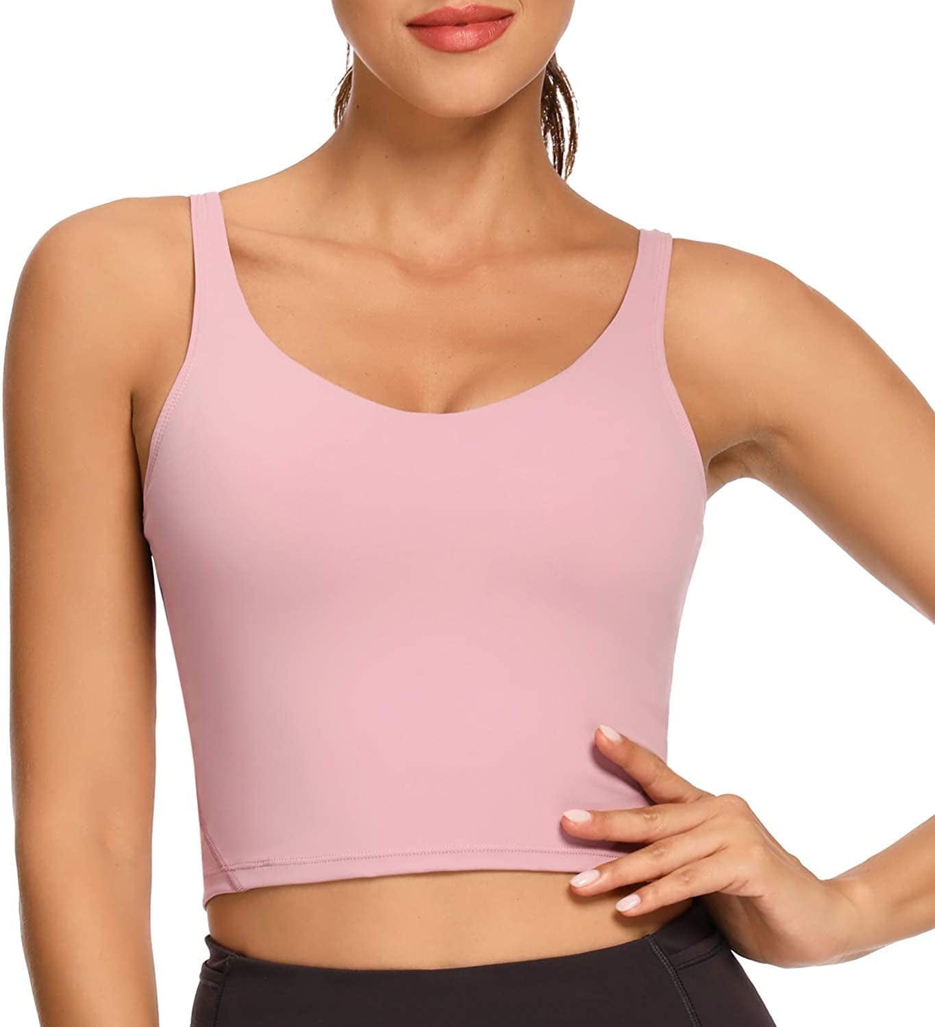 REKITA Workout Crop Tops for Women Athletic Tank Tops with Built in Bra Supportive Sports Bra