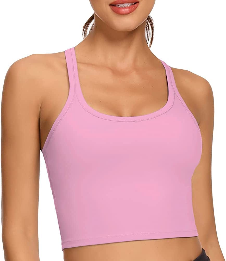 REKITA Workout Crop Tops for Women Athletic Tank Tops with Built in Bra Supportive Sports Bra