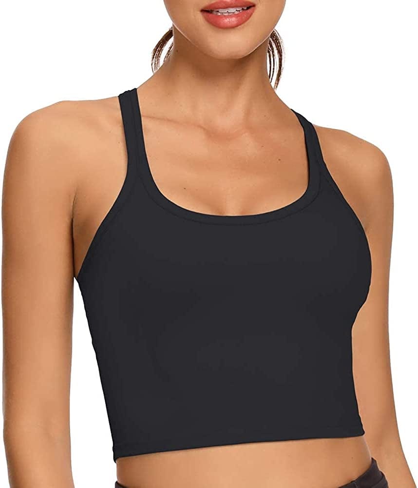 REKITA Workout Crop Tops for Women Athletic Tank Tops with Built in Bra Supportive Sports Bra