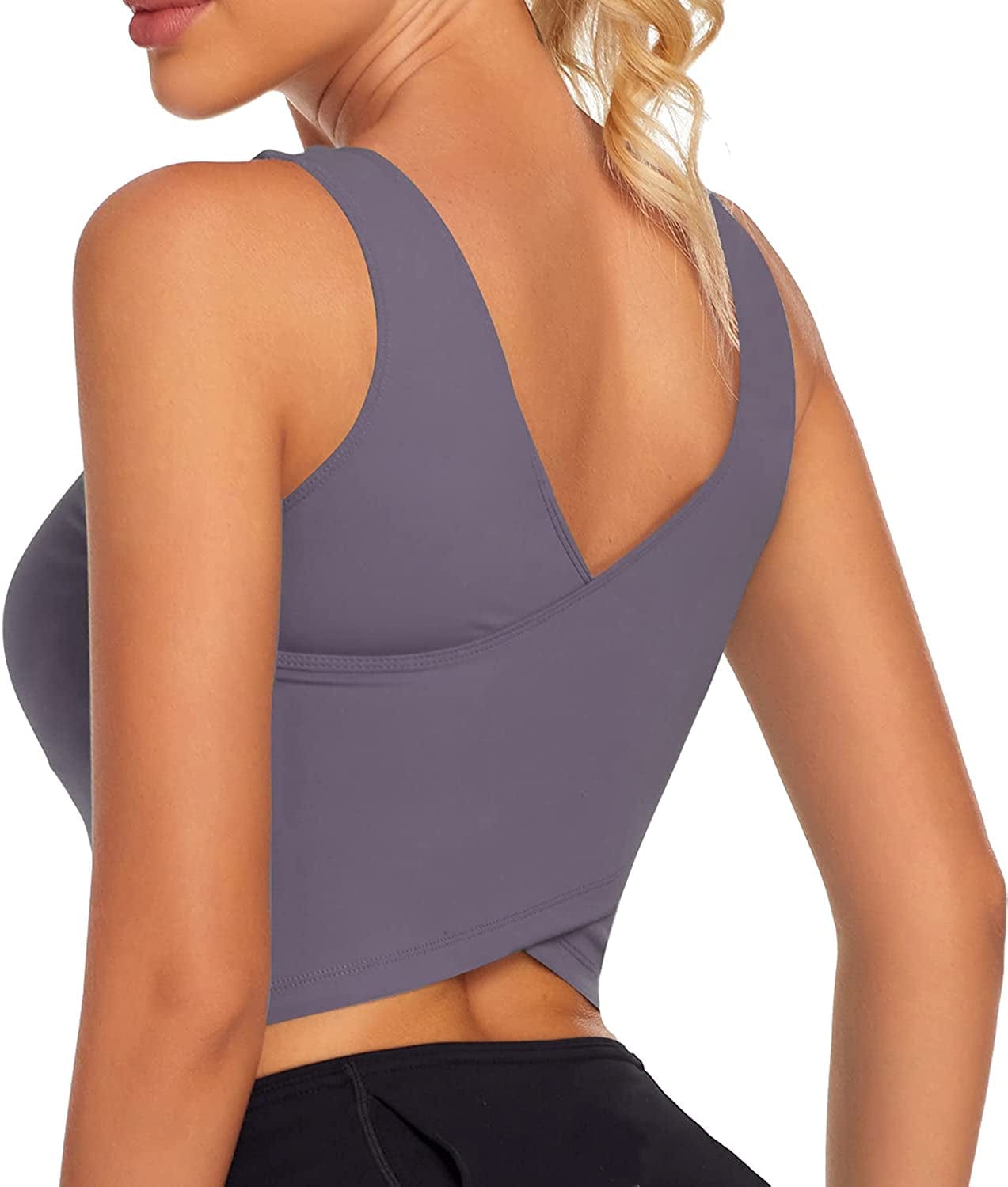 REKITA Workout Crop Tops for Women Athletic Tank Tops with Built in Bra Supportive Sports Bra
