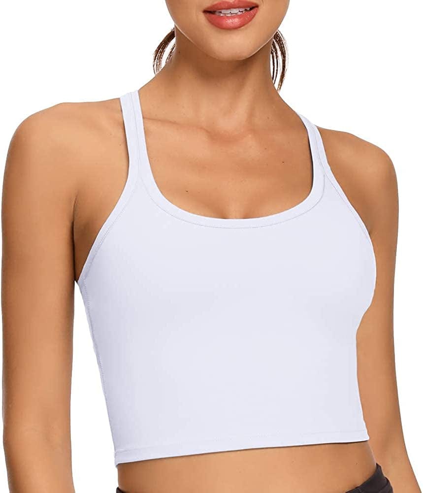 REKITA Workout Crop Tops for Women Athletic Tank Tops with Built in Bra Supportive Sports Bra
