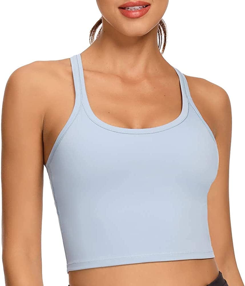 REKITA Workout Crop Tops for Women Athletic Tank Tops with Built in Bra Supportive Sports Bra