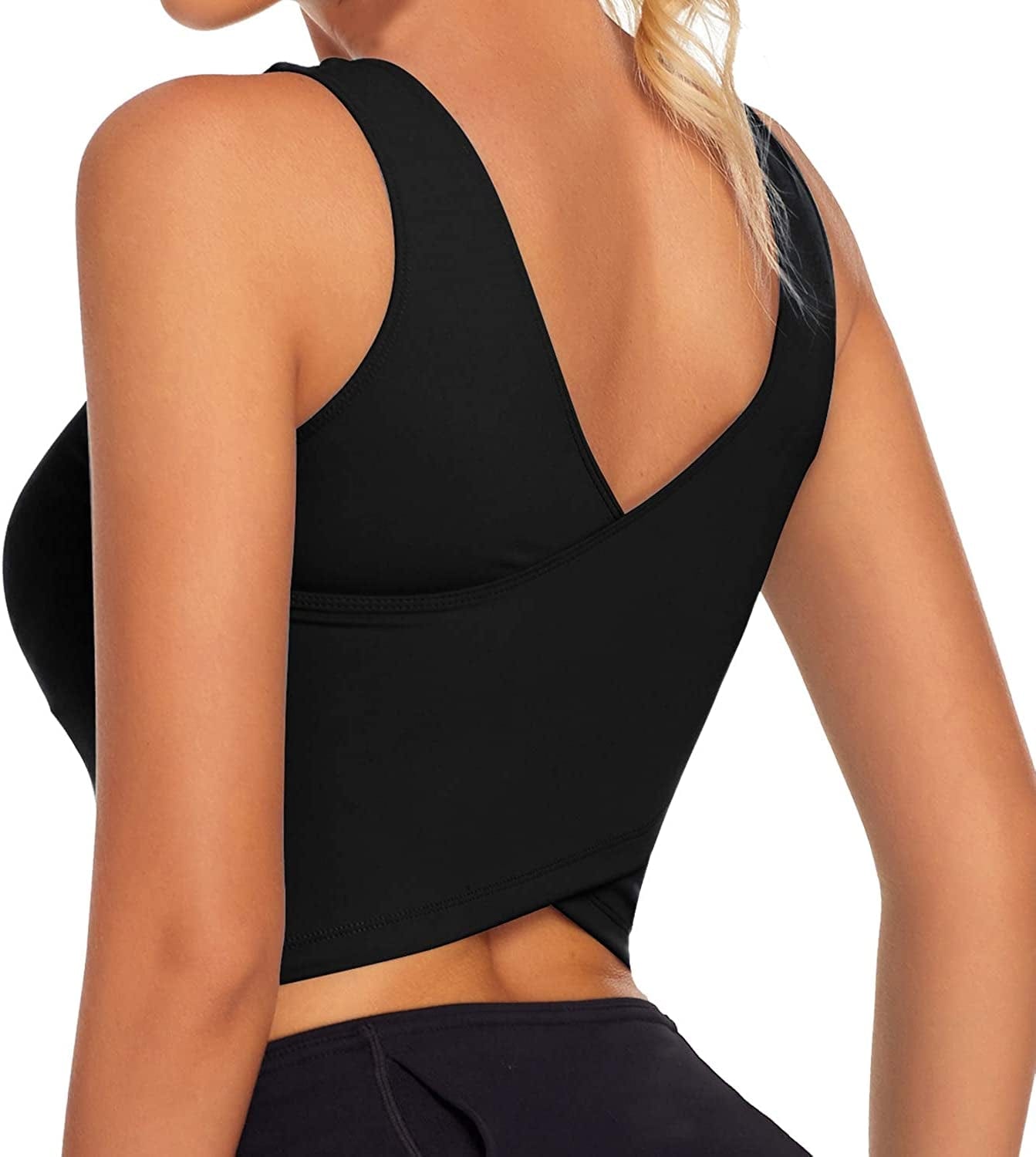REKITA Workout Crop Tops for Women Athletic Tank Tops with Built in Bra Supportive Sports Bra