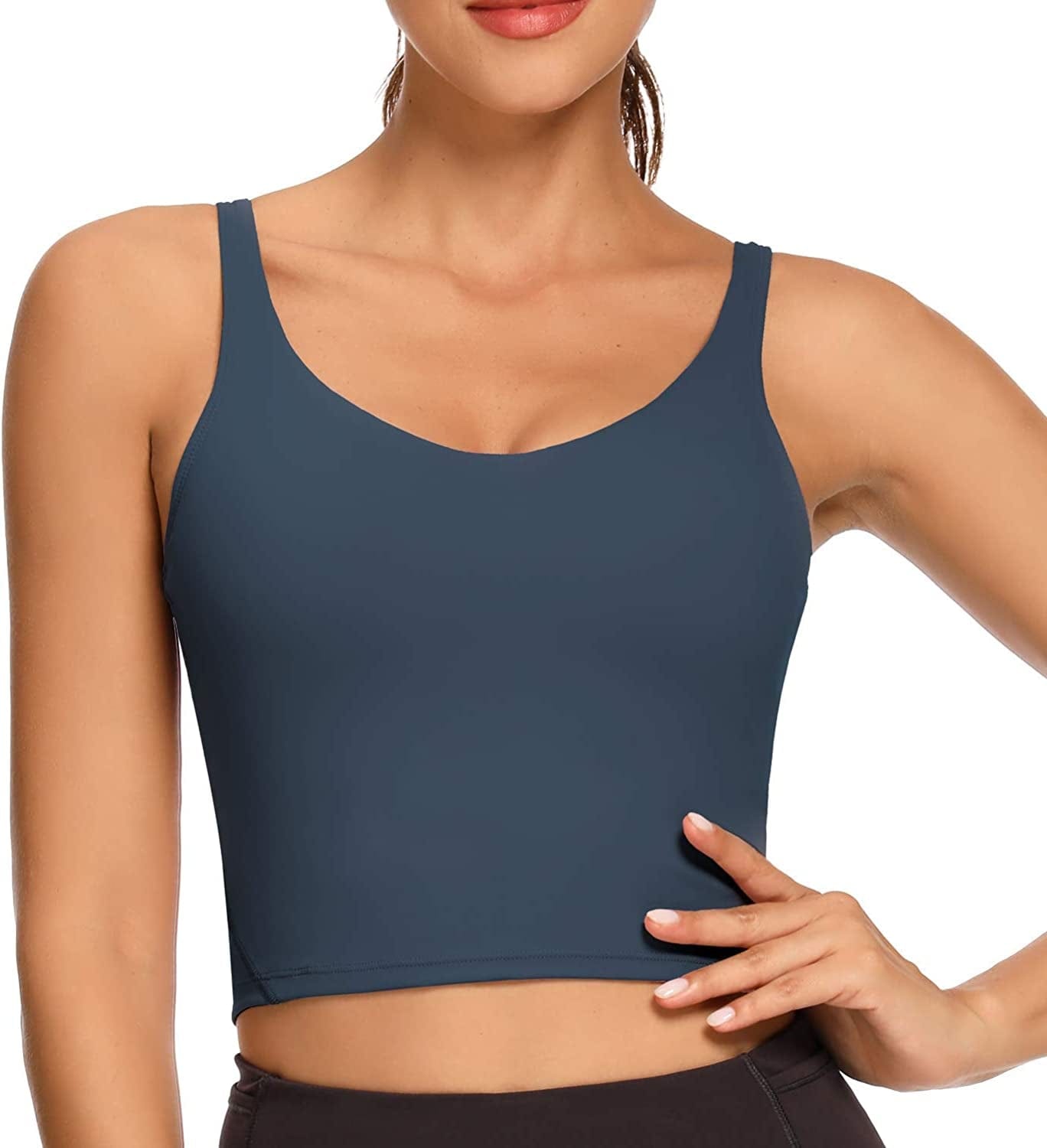 REKITA Workout Crop Tops for Women Athletic Tank Tops with Built in Bra Supportive Sports Bra