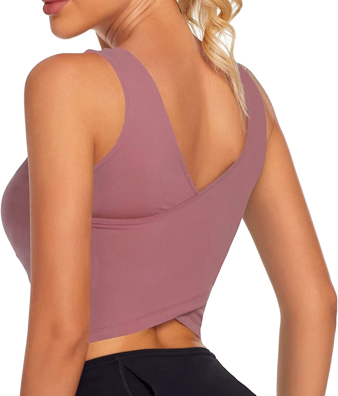 REKITA Workout Crop Tops for Women Athletic Tank Tops with Built in Bra Supportive Sports Bra