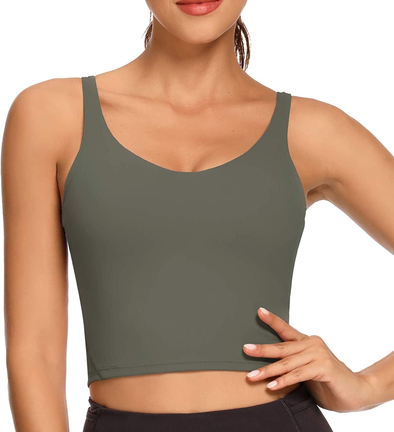 REKITA Workout Crop Tops for Women Athletic Tank Tops with Built in Bra Supportive Sports Bra