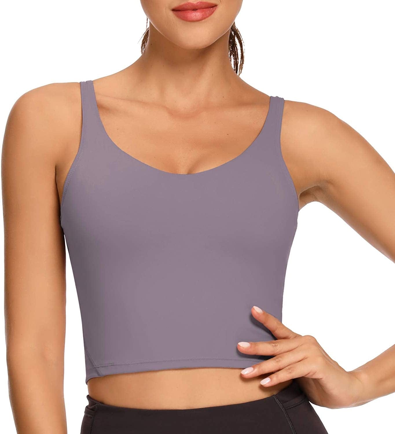 REKITA Workout Crop Tops for Women Athletic Tank Tops with Built in Bra Supportive Sports Bra