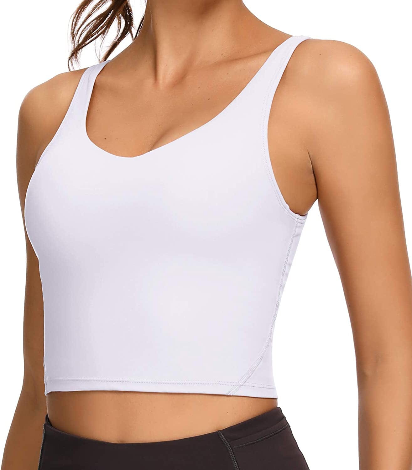 REKITA Workout Crop Tops for Women Athletic Tank Tops with Built in Bra Supportive Sports Bra