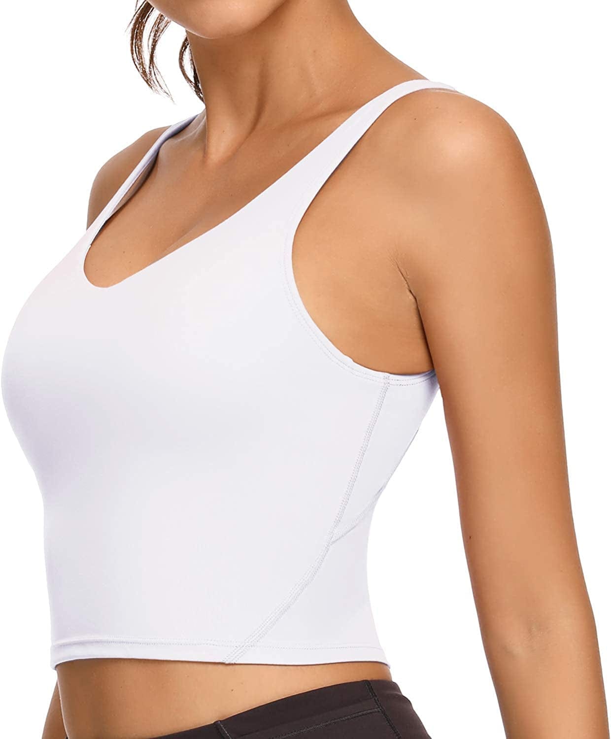 REKITA Workout Crop Tops for Women Athletic Tank Tops with Built in Bra Supportive Sports Bra