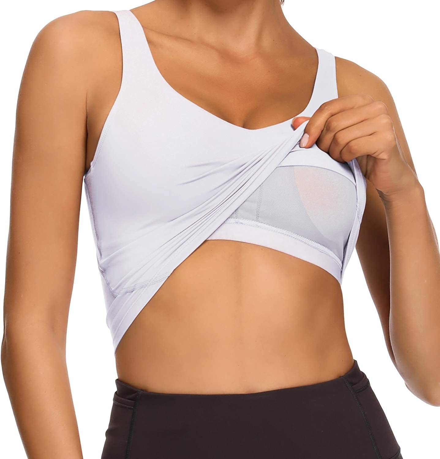 REKITA Workout Crop Tops for Women Athletic Tank Tops with Built in Bra Supportive Sports Bra